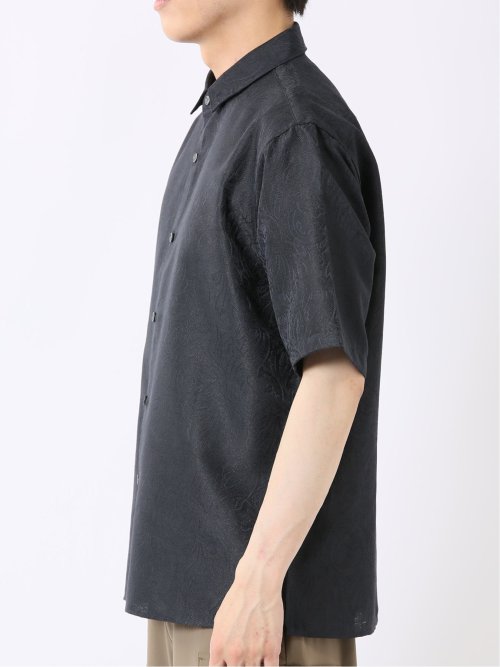 ペイズリー ジャガード ややゆったり レギュラーカラー 半袖 シャツ メンズ
