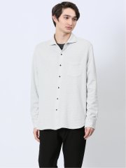 ストレッチジャガード ワイドカラー長袖シャツ