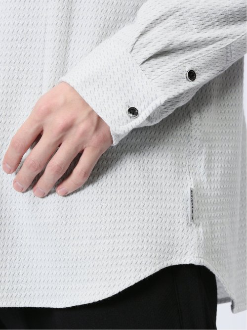 ストレッチジャガード ワイドカラー長袖シャツ