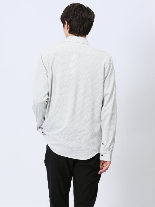 ストレッチジャガード ワイドカラー長袖シャツ