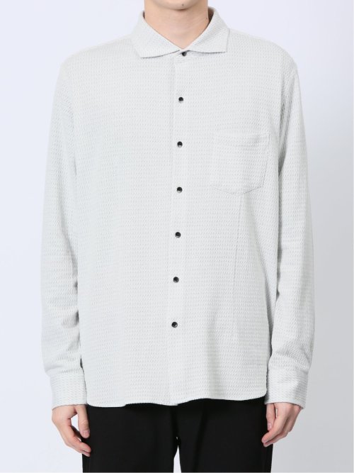 ストレッチジャガード ワイドカラー長袖シャツ