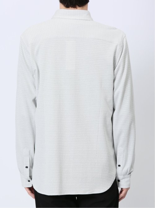 ストレッチジャガード ワイドカラー長袖シャツ