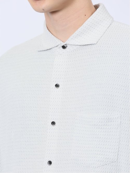 ストレッチジャガード ワイドカラー長袖シャツ