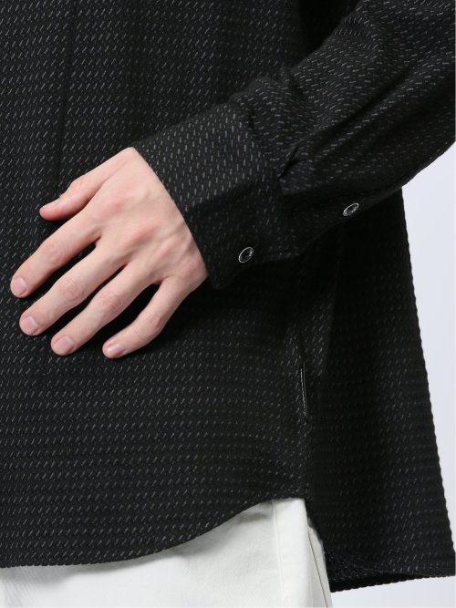 ストレッチジャガード ワイドカラー長袖シャツ