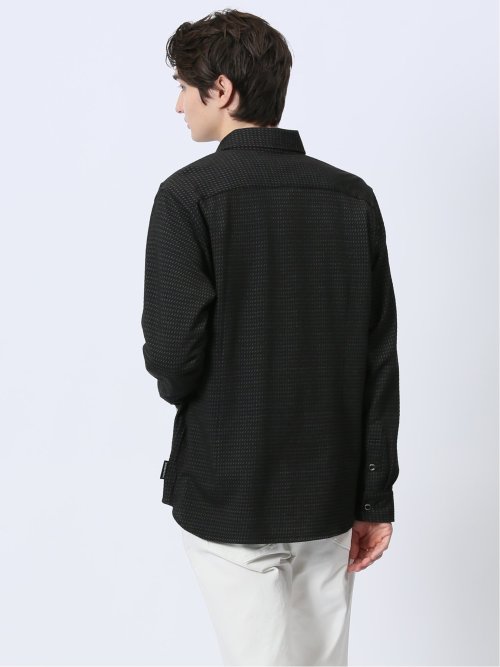 ストレッチジャガード ワイドカラー長袖シャツ