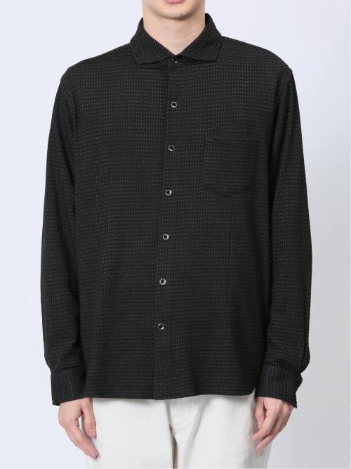 ストレッチジャガード ワイドカラー長袖シャツ