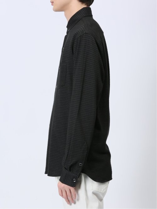 ストレッチジャガード ワイドカラー長袖シャツ