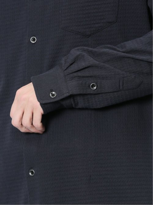 ストレッチジャガード ワイドカラー長袖シャツ