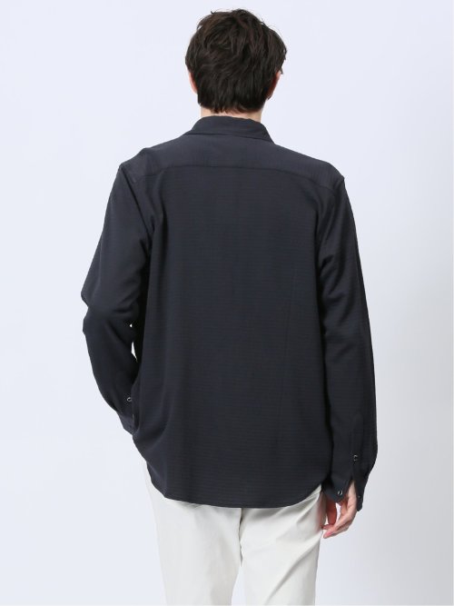 ストレッチジャガード ワイドカラー長袖シャツ