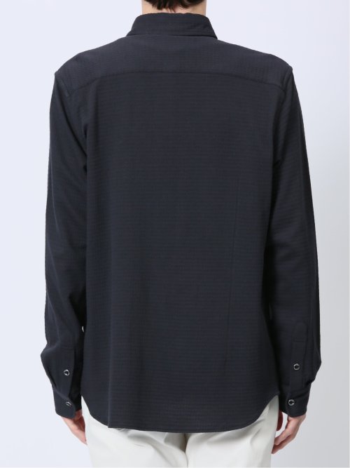 ストレッチジャガード ワイドカラー長袖シャツ