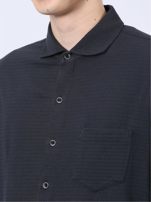 ストレッチジャガード ワイドカラー長袖シャツ