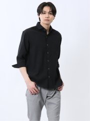 ふくれチェック カッタウェイカラー7分袖シャツ