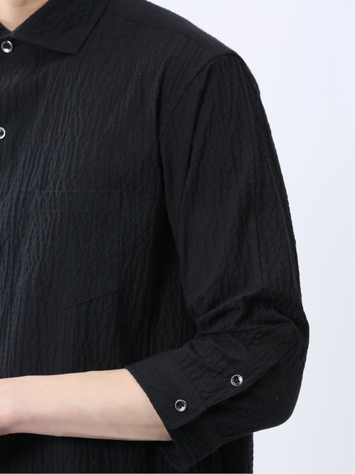 ふくれチェック カッタウェイカラー7分袖シャツ