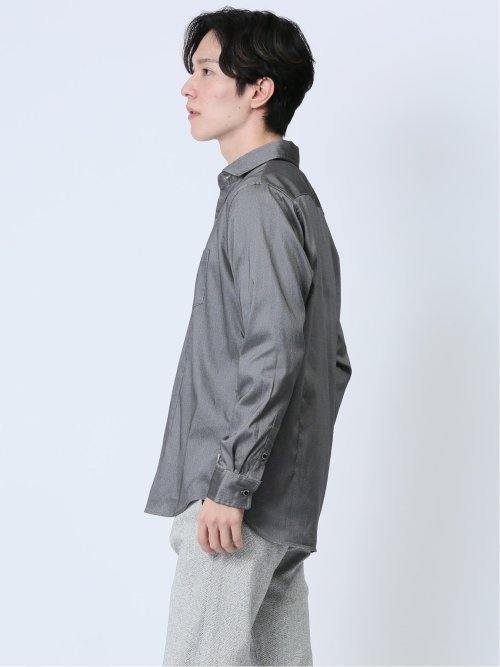 ストレッチジャガード カッタウェイカラー長袖シャツ