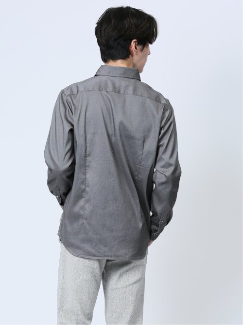 ストレッチジャガード カッタウェイカラー長袖シャツ