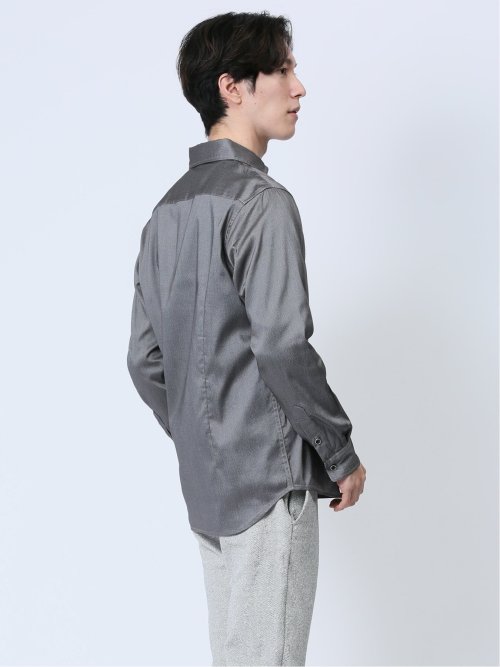 ストレッチジャガード カッタウェイカラー長袖シャツ