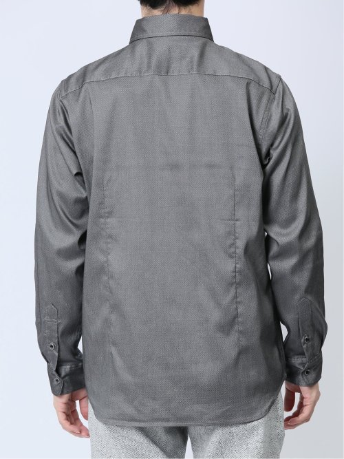 ストレッチジャガード カッタウェイカラー長袖シャツ