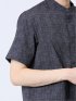 サッカープリント スタンドカラー半袖シャツ(セットアップ可能)