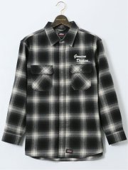 【大きいサイズ】ジュニュイン ディッキーズ/Genuine Dickies 綿混 チェック柄 ワークシャツ