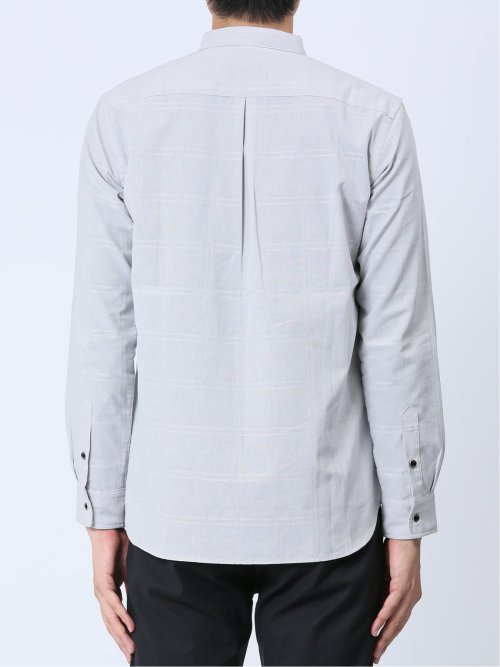 ジャガードチェック バンドカラー長袖シャツ