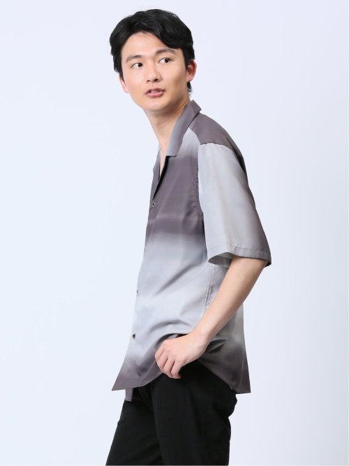 グラデーション オープンカラー半袖シャツ