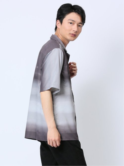 グラデーション オープンカラー半袖シャツ