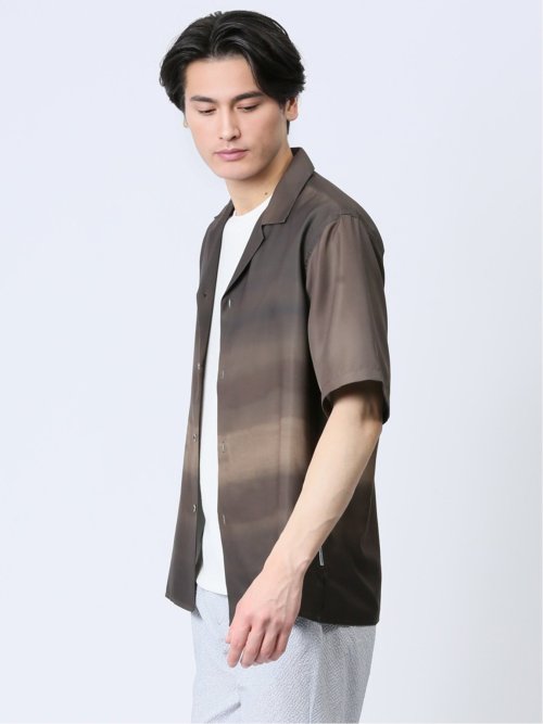 グラデーション オープンカラー半袖シャツ