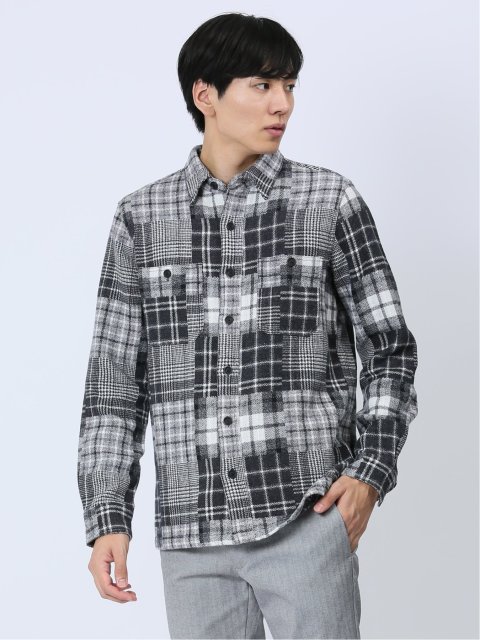 パッチワークチェック シャツアウター