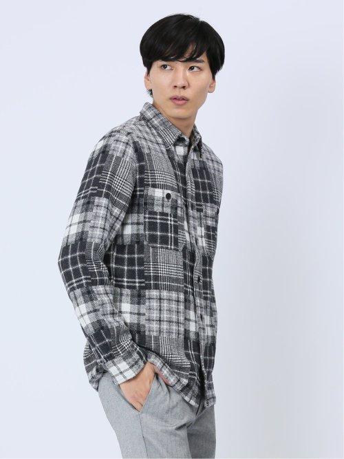 パッチワークチェック シャツアウター