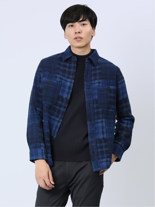 パッチワークチェック シャツアウター(M 07白黒): トップス | TAKA-Q