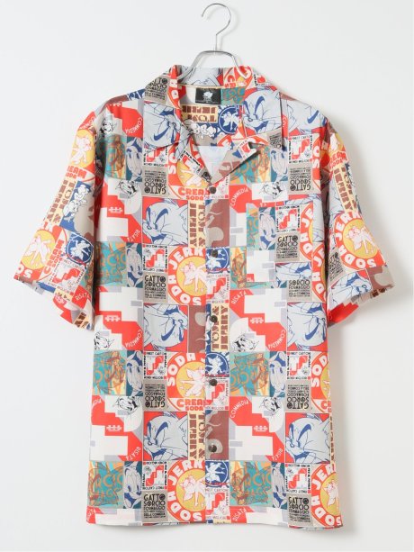 【大きいサイズ】トムとジェリー オープンカラー 半袖 シャツ