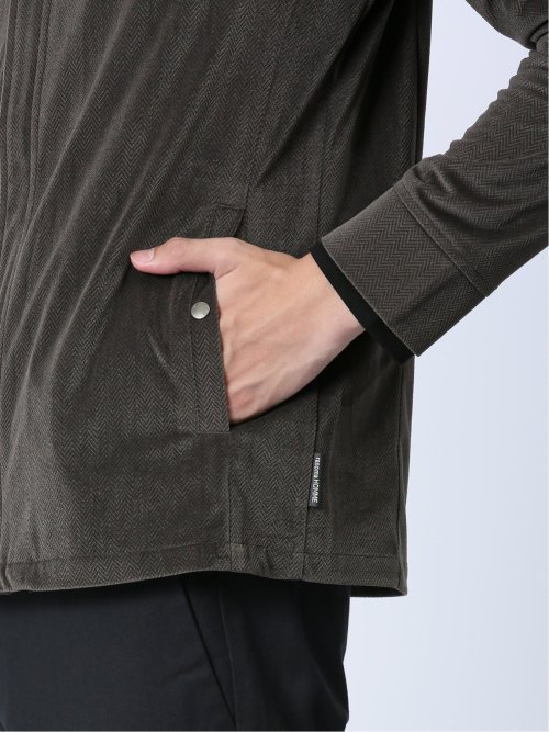 ヘリンボンベロア フルジップシャツアウター(セットアップ可能)