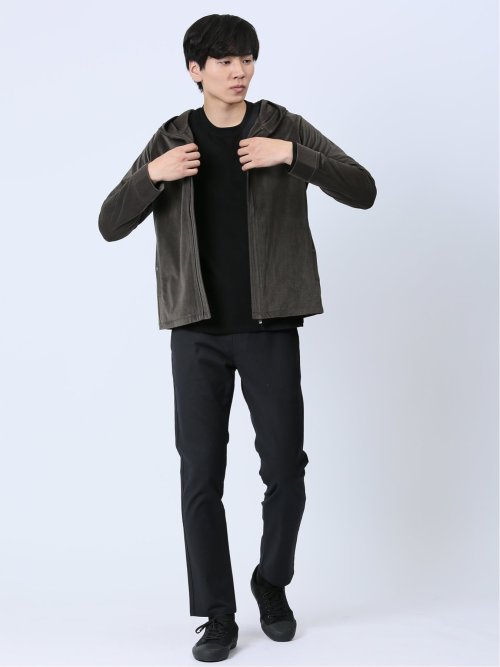 ヘリンボンベロア フルジップシャツアウター(セットアップ可能)