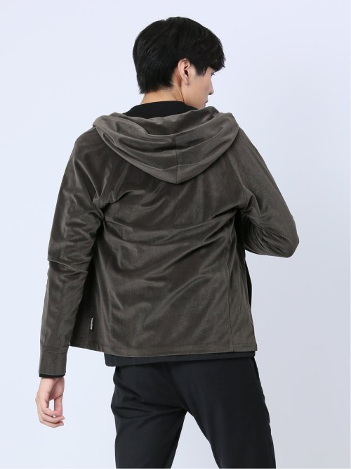 ヘリンボンベロア フルジップシャツアウター(セットアップ可能)