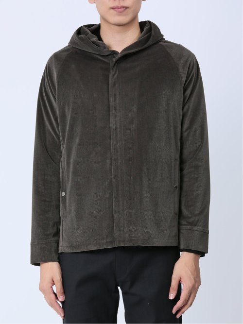 ヘリンボンベロア フルジップシャツアウター(セットアップ可能)