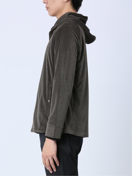 ヘリンボンベロア フルジップシャツアウター(セットアップ可能)