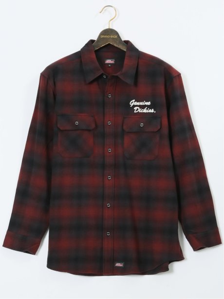 【大きいサイズ】ジュニュイン ディッキーズ/Genuine Dickies 綿100% チェック柄 ワークシャツ