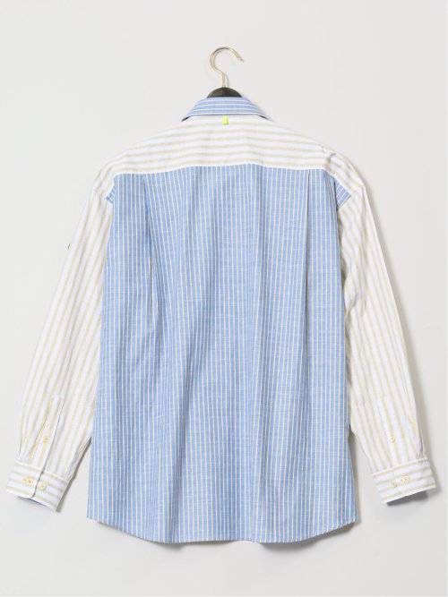 【大きいサイズ】シナコバ/SINA COVA 綿ストライプ柄 ボタンダウン長袖シャツ