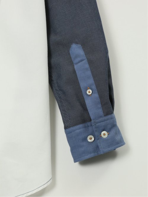 【大きいサイズ】シナコバ/SINA COVA デニムクレイジーパターン レギュラーカラー長袖シャツ