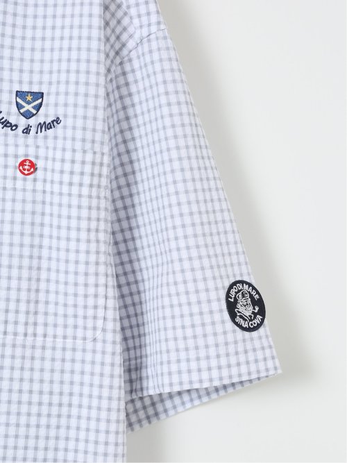 【大きいサイズ】シナコバ/SINA COVA 綿 サッカー チェック柄 ボタンダウン 半袖 シャツ