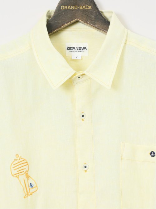 【大きいサイズ】シナコバ/SINA COVA 麻 レギュラーカラー半袖シャツ