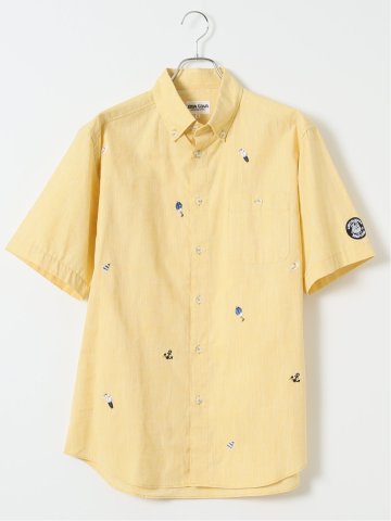 【大きいサイズ】シナコバ/SINA COVA 綿 シャンブレー 飛び柄 ボタンダウン 半袖 シャツ