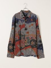 シャツ 長袖 メンズ 大きいサイズ レーヨン混 レギュラーカラー 刺繍 マルチカラー デシグアル/Desigual