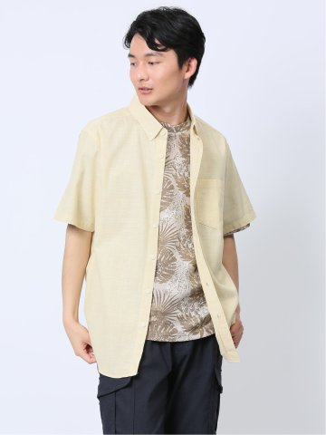 綿シャンブレー ボタンダウン半袖シャツ