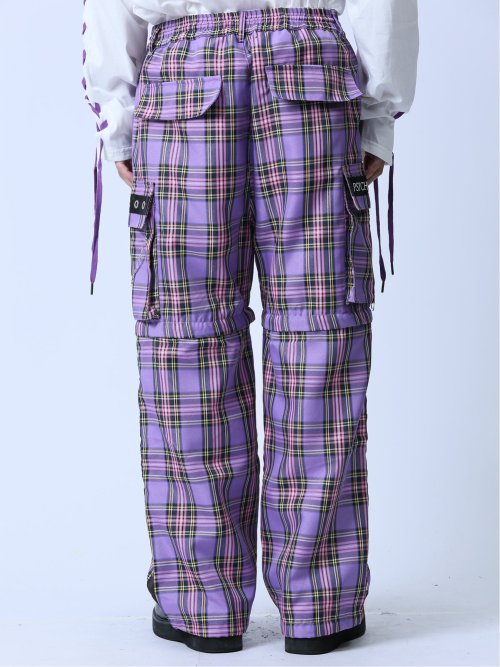 SD×PSYCHONATION チェック柄 裾脱着カーゴパンツ