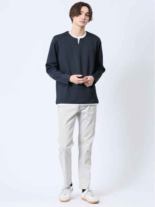 クロスストレッチ スリムパンツ ミニヘリンボン