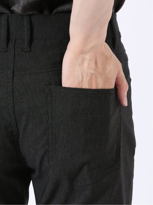 パンツ メンズ ストレッチ 接触冷感 スリム 5ポケット テーパード ピケ クロスストレッチ + クール