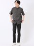 パンツ メンズ ストレッチ 接触冷感 スリム 5ポケット テーパード ピケ クロスストレッチ + クール