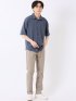 パンツ メンズ ストレッチ 接触冷感 スリム 5ポケット テーパード ピケ クロスストレッチ + クール