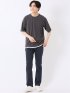接触冷感 クロス ストレッチ + クール スリム 5ポケット テーパード パンツ ピケ メンズ